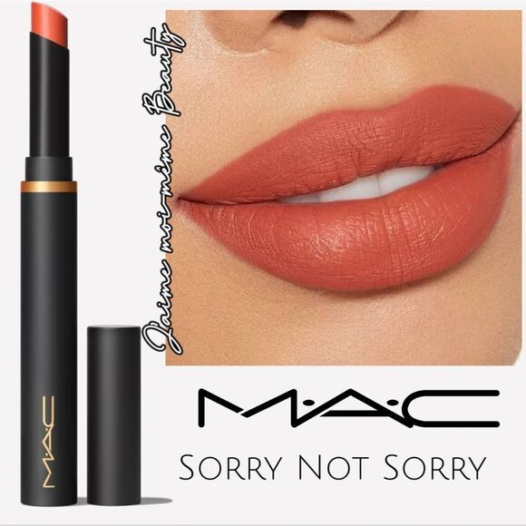 MAC Velvet Blur Slim Stick Lipstick in Sorry Not Sorry (Dirty Pumpkin Orange) - Picture 1 of 17